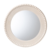 Baxton Studio Grazia Modern Round Beaded-framed Accent Mirror in Pearl White